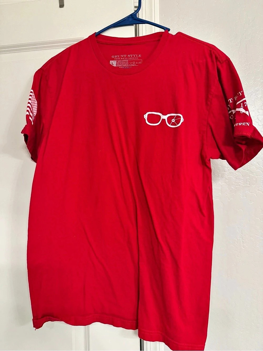 Grunt Style Graphic Short Sleeve Tee Large Red & White